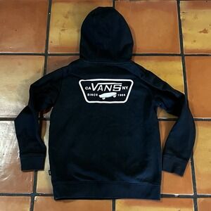 Vans Mens M Classic Fit Hoodie Black Full Patch Graphic Pullover Skateboarding